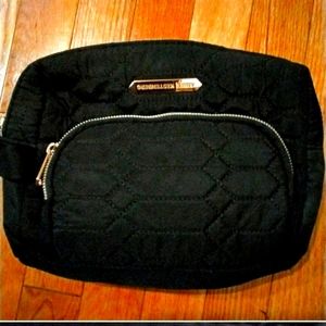 -- Aimee Kestenberg black quilted front pocket makeup bag